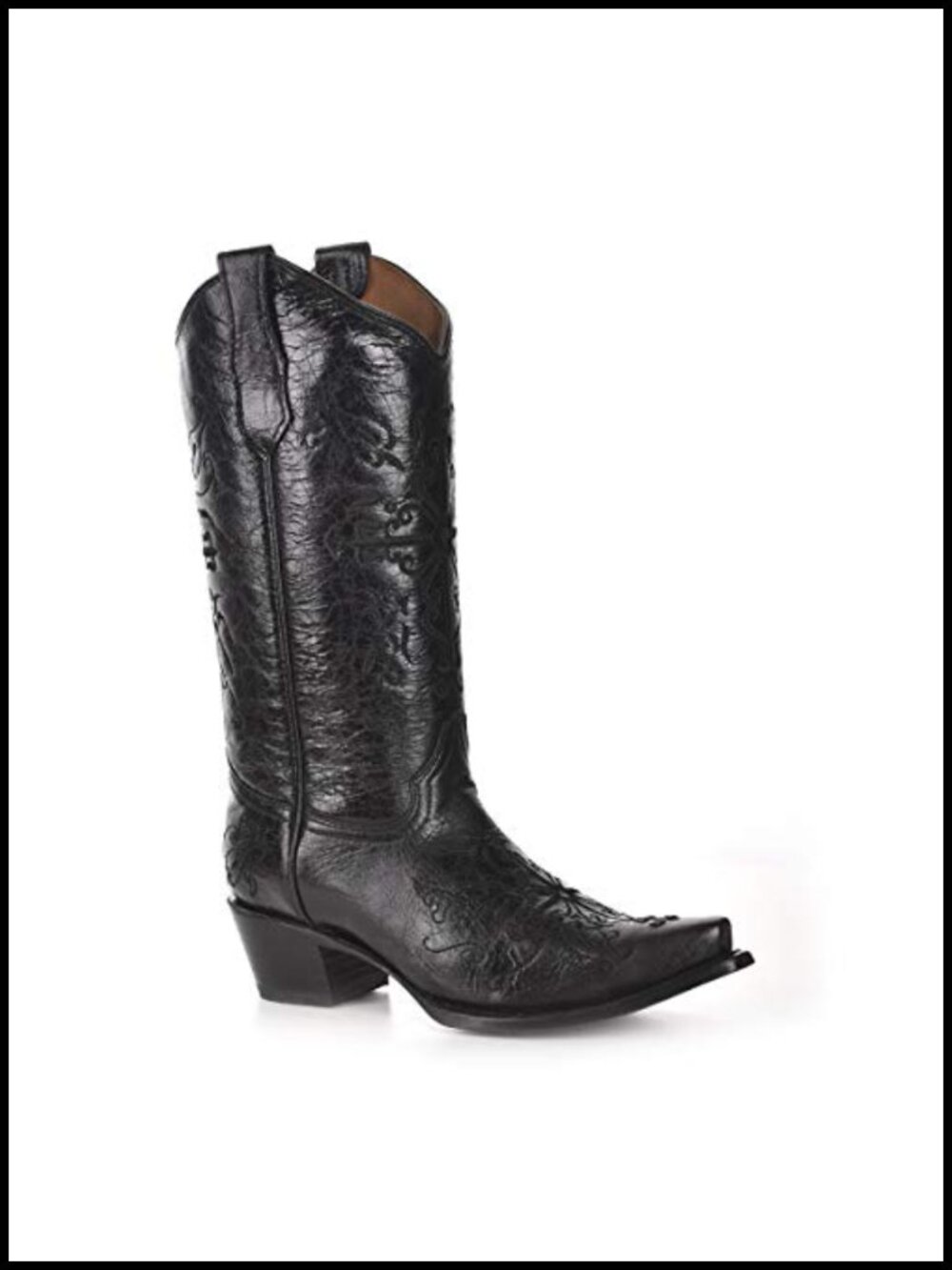 Corral Boots Embroidered Snip Toe Leather Mid Calf Casual Boots